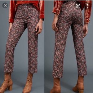 NWT Anthropologie Pattern Slim Trouser Brown Motif